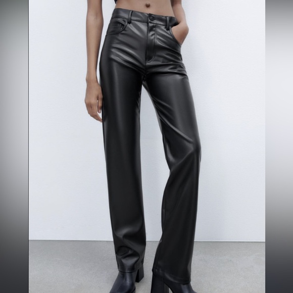 Zara Pants - Black Zara Leather Pants, Size S